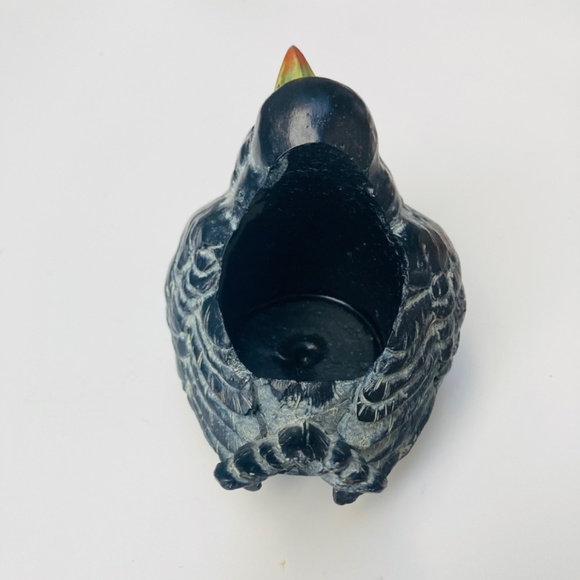 Sweet Bird Candle Holder Smiling Blackbird Cute Vintage Home Decor 4”  Adorable - Picture 3 of 8